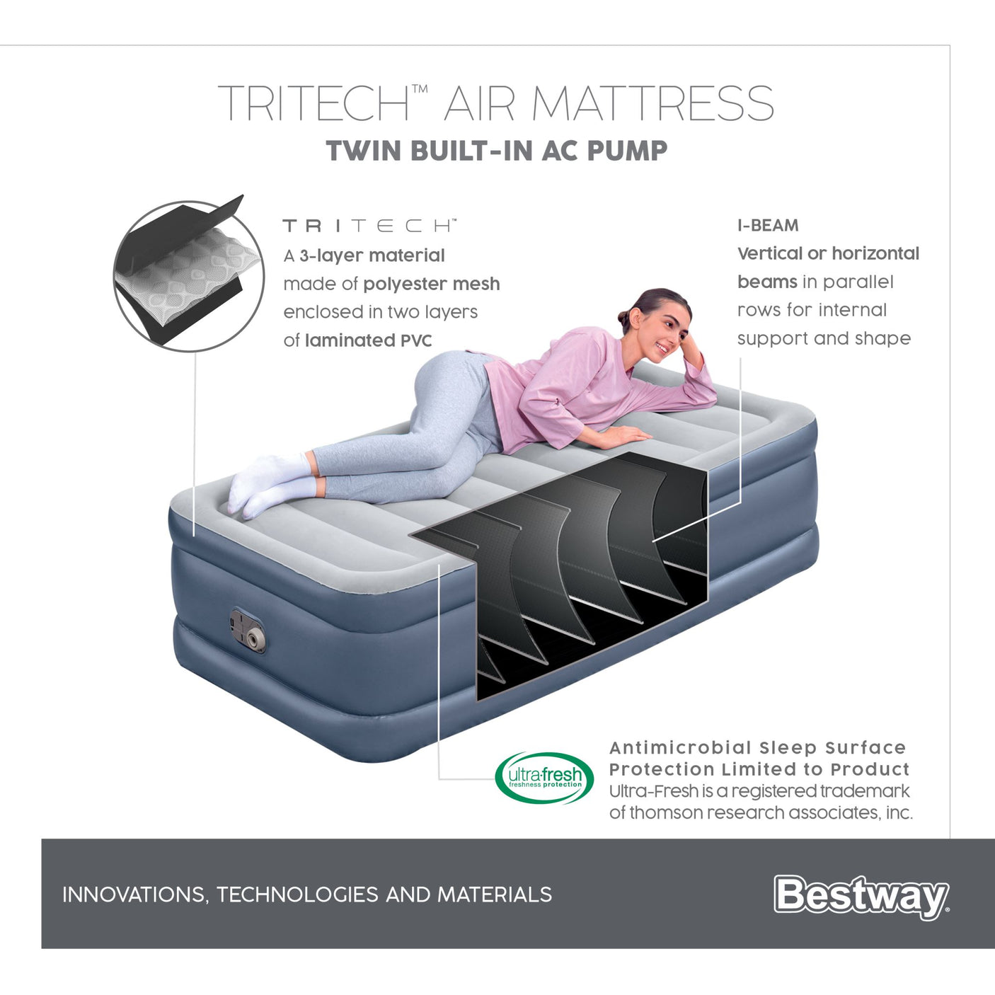 Bestway Tritech Airbed Twin 51cm