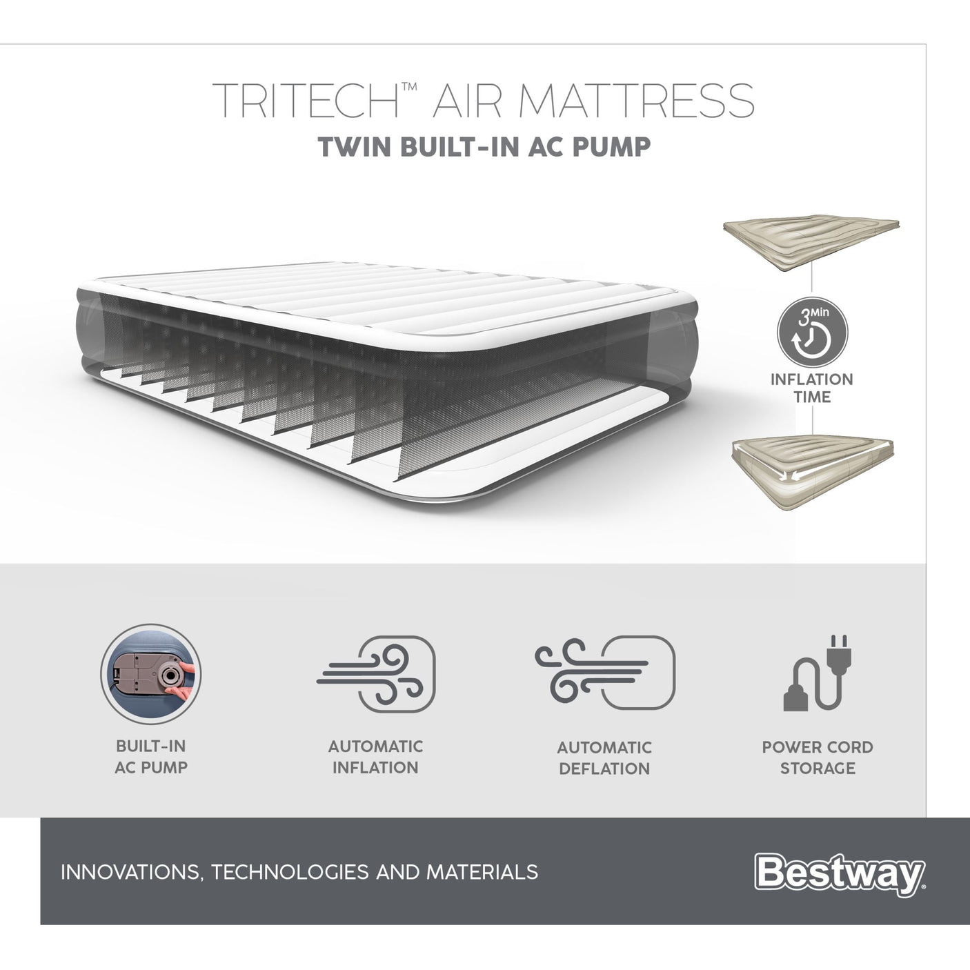 Bestway Tritech Airbed Twin 51cm