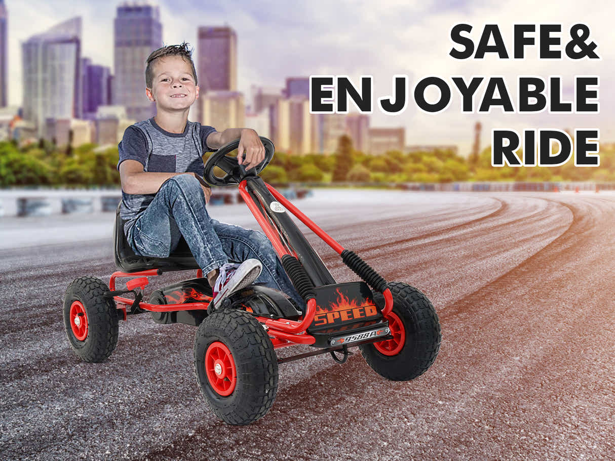 Kids Go Kart With Hand Brake - Red