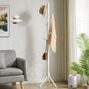 DS BS 6 Hooks Wooden Tree Coat Rack Hanger Stand-White