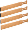 DS BS 4pcs Bamboo Expandable Adjustable Drawer Dividers Organizers