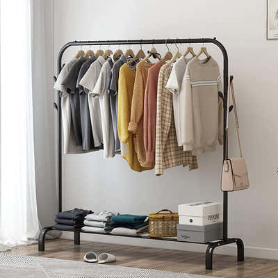 DS BS Metal 7 Hook Garment Rack Clothes Coat Stand 105cm-Black