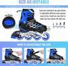 DS BS Kids Adjustable Inline Skates with Light Up Wheels Size33-37 Blue