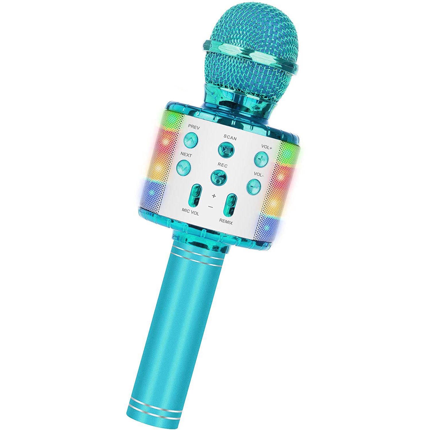 DS BS Bluetooth Wireless Handheld Microphone with LED Lights-Blue