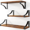 DS BS Rustic Wood Floating Shelves Wall Mounted Set of 3-Dark Brown