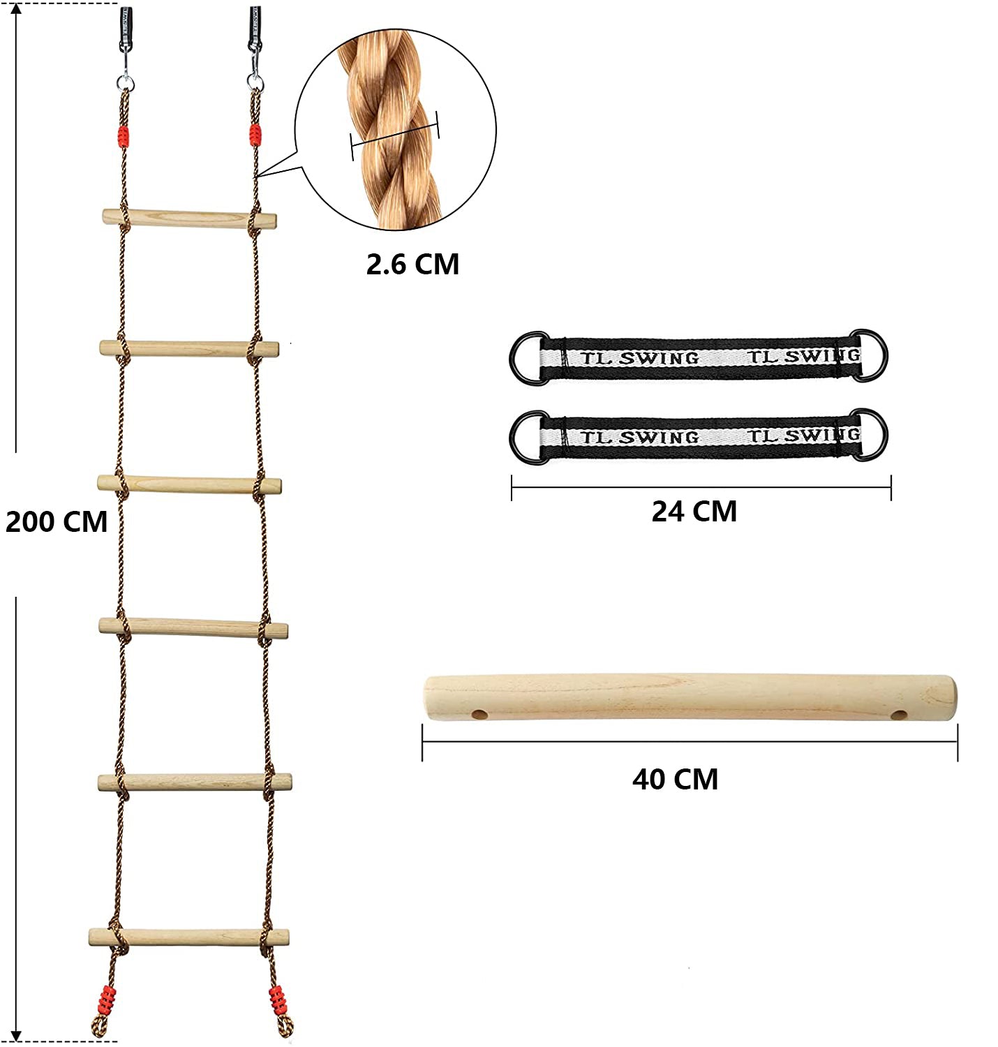 DS BS 6-Section Climbing Rope Ladder for Kids 200 cm – TSB Living