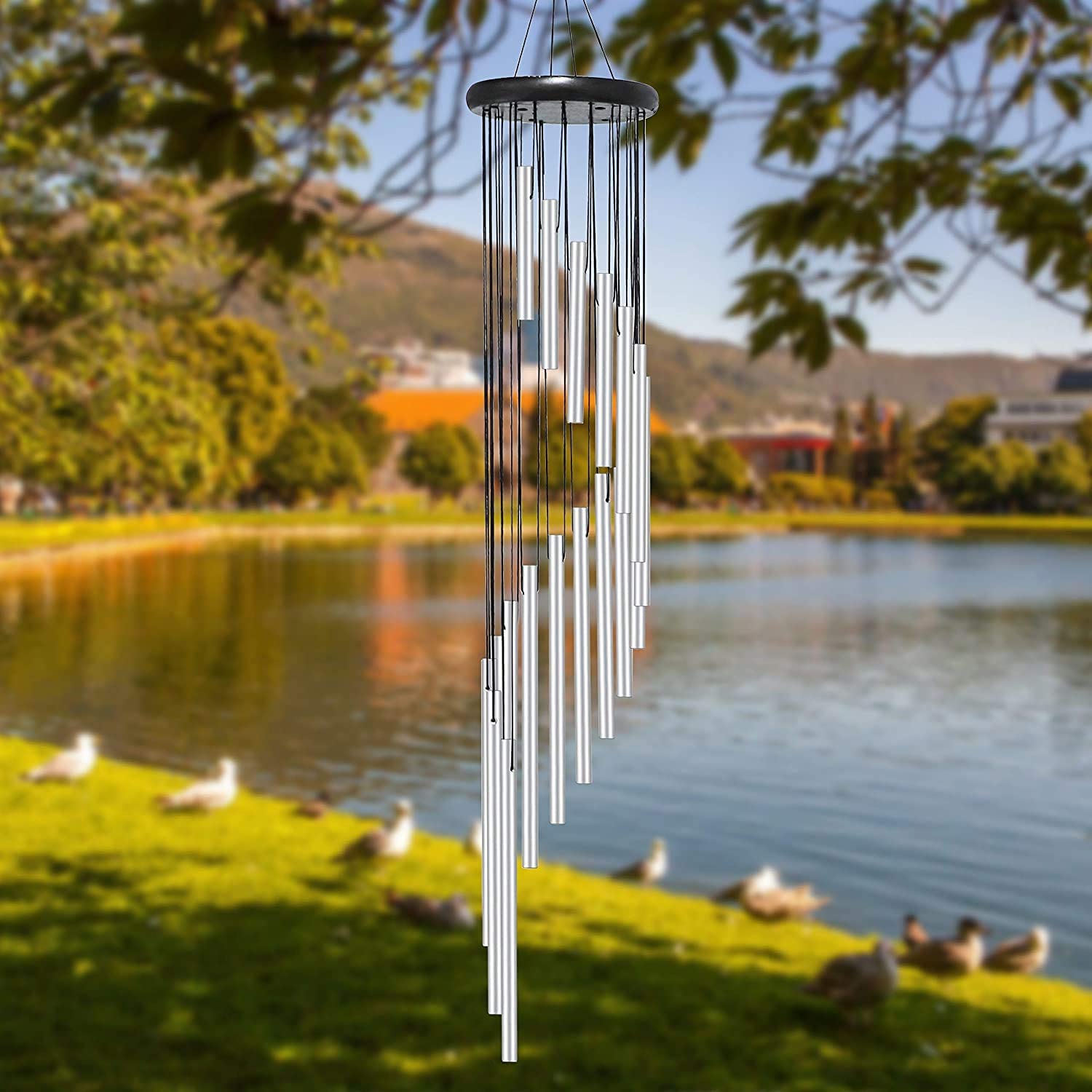 DS BS 18 Aluminum Alloy Tubes Large Wind Chimes-Sliver