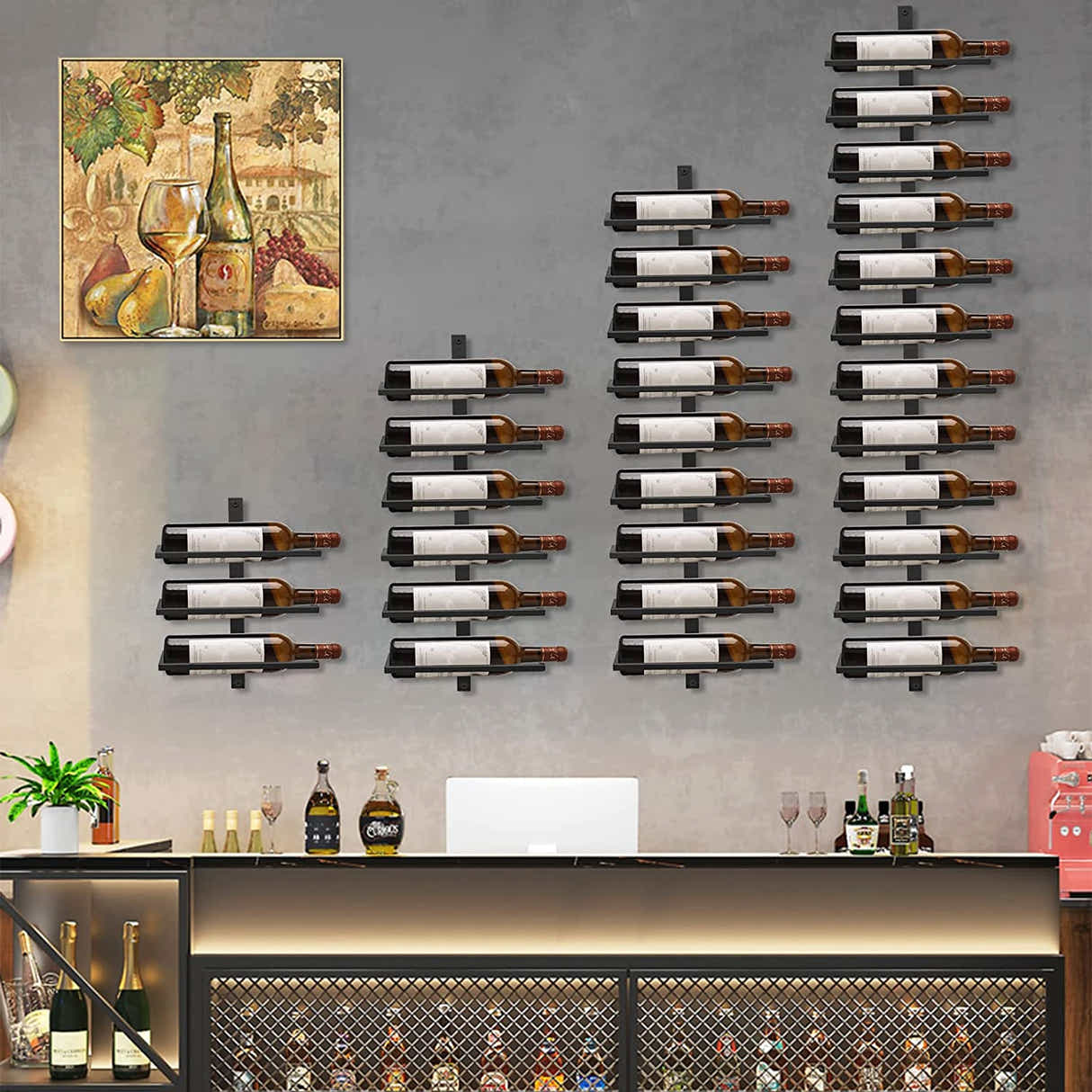 DS BS Wall Mounted Wine Bottle Rack Holder Organizer-6 Bottle