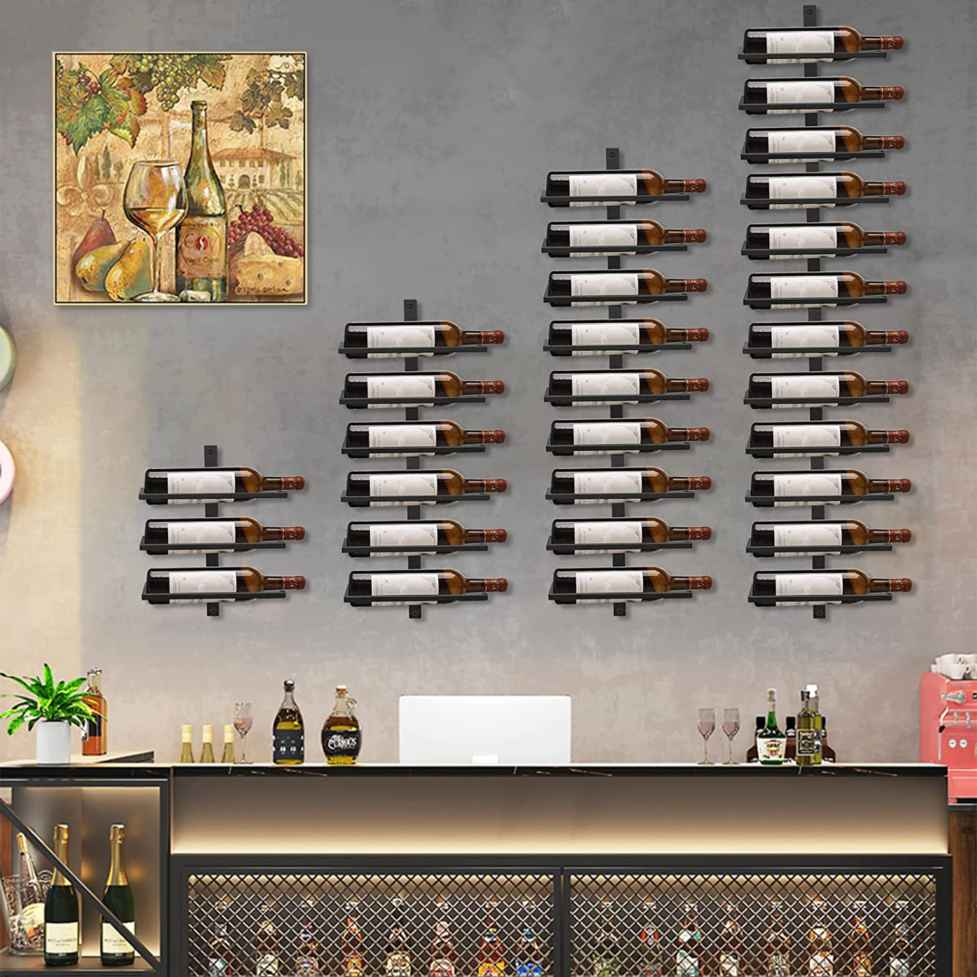 DS BS Wall Mounted Wine Bottle Rack Holder Organizer-6 Bottle
