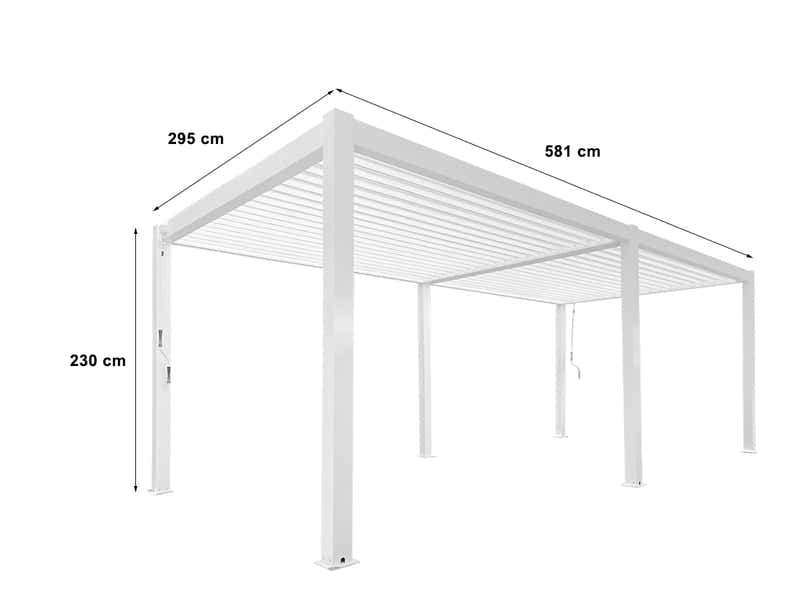 Aluminum Louvre Roof Pergola White - 3m x 6m