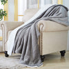 DS BS Thick Fuzzy Soft Sherpa Fleece Bed Sofa Blankets-Gray
