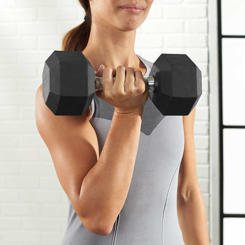 DS BS Rubber Encased Hex Dumbbell Hand Weight 2 x 10kg