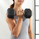 DS BS Rubber Encased Hex Dumbbell Hand Weight 2 x 10kg