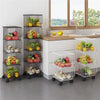 DS BS 4 Tier Kitchen Rolling Cart Fruit Vegetable Basket Stand Brown