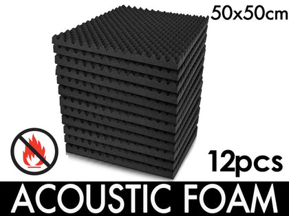 Acoustic Foam Egg Shell Black 50X50 12Pcs