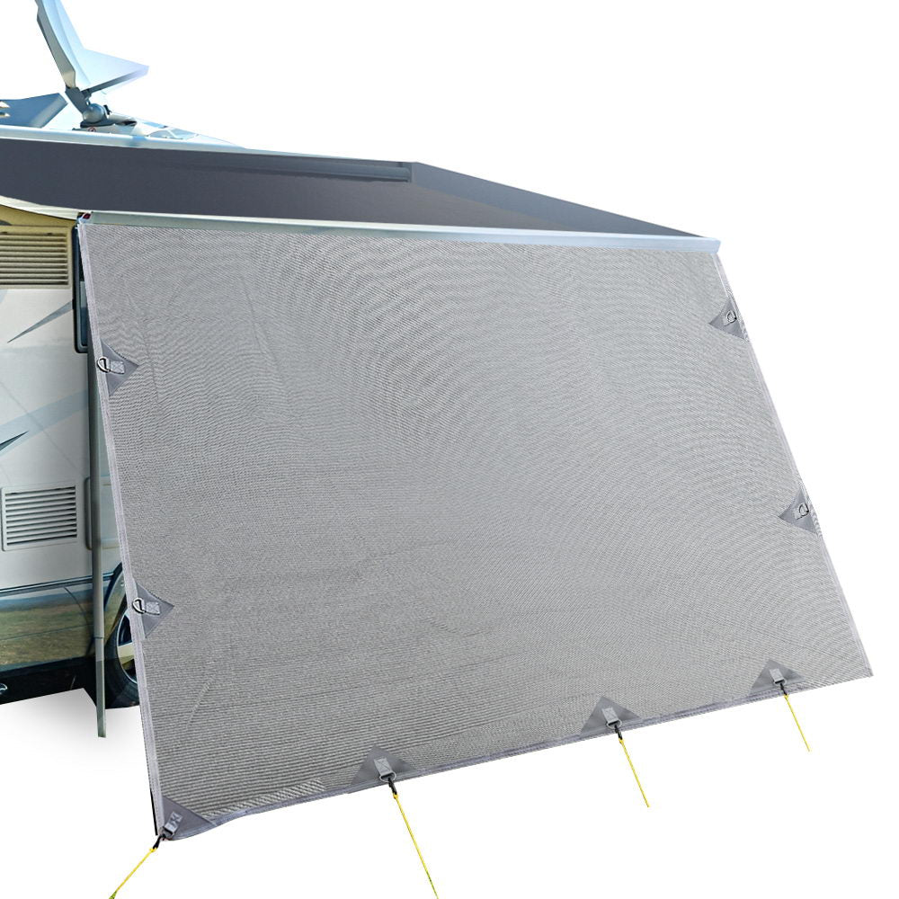 DS NA 3.7M Caravan Privacy Screens 1.95m Roll Out Awning End Wall Side Sun Shade