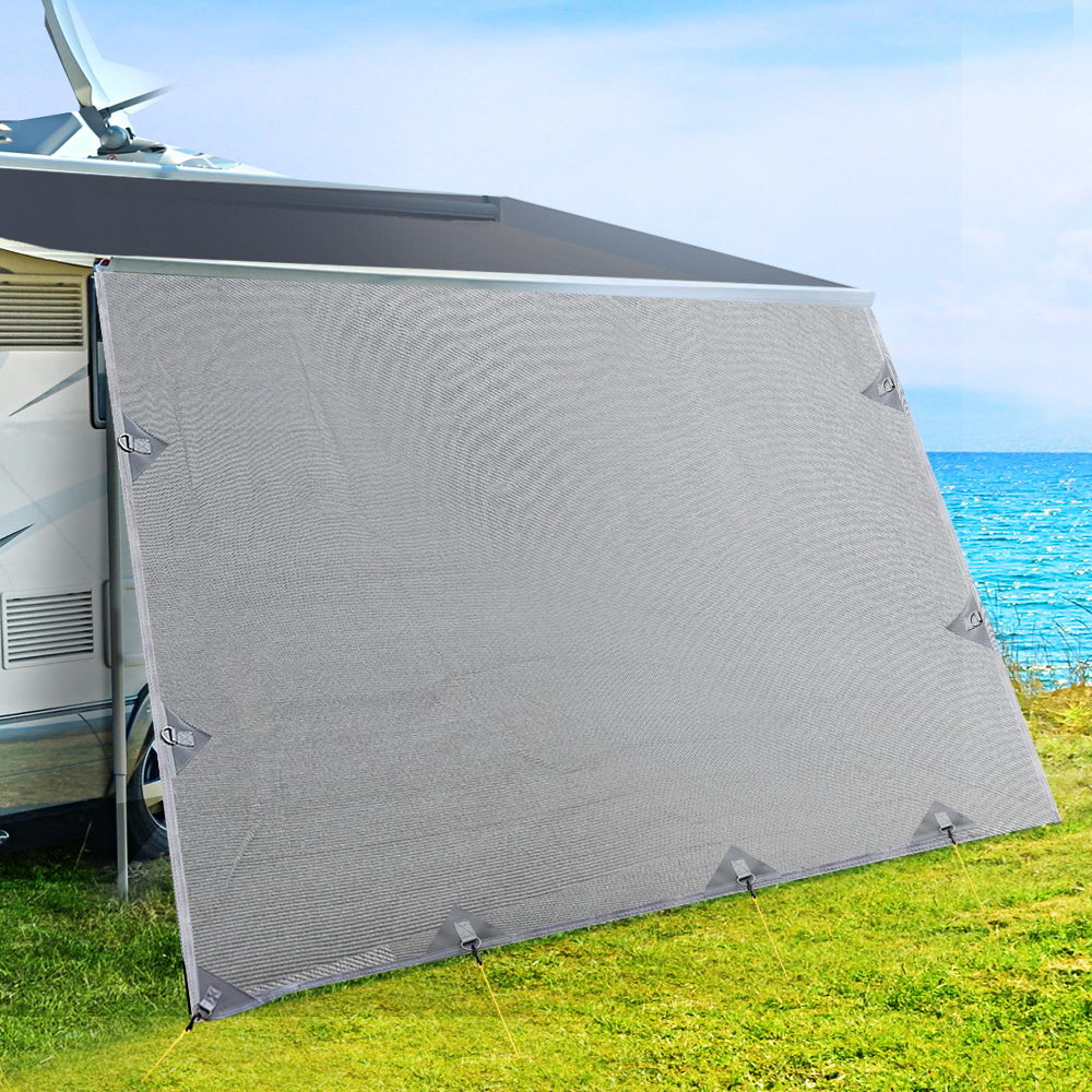 DS NA 3.7M Caravan Privacy Screens 1.95m Roll Out Awning End Wall Side Sun Shade