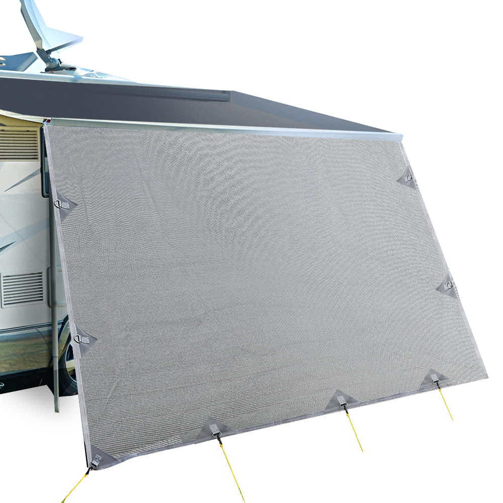 DS NA 4.9M Caravan Privacy Screens 1.95m Roll Out Awning End Wall Side Sun Shade