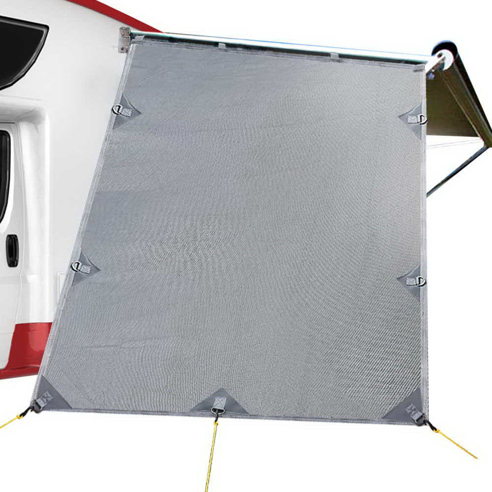 Grey Caravan Privacy Screen 1.95 x 2.2M Wall Side SunShade Roll Out Awning