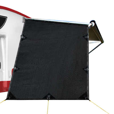 Black Caravan Privacy Screen 1.95 x 2.2M  Wall or Side Sun Shade Roll Out