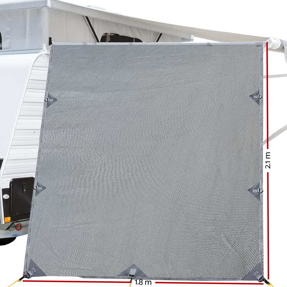 Pop Top Caravan Privacy Screen 2.1 x 1.8M Sun Shade Wall Roll Out Awning