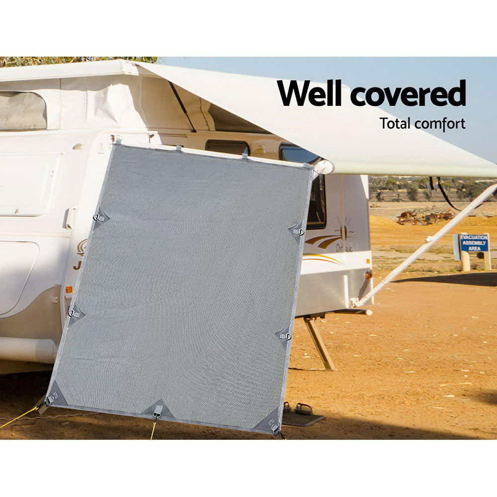 Pop Top Caravan Privacy Screen 2.1 x 1.8M Sun Shade Wall Roll Out Awning