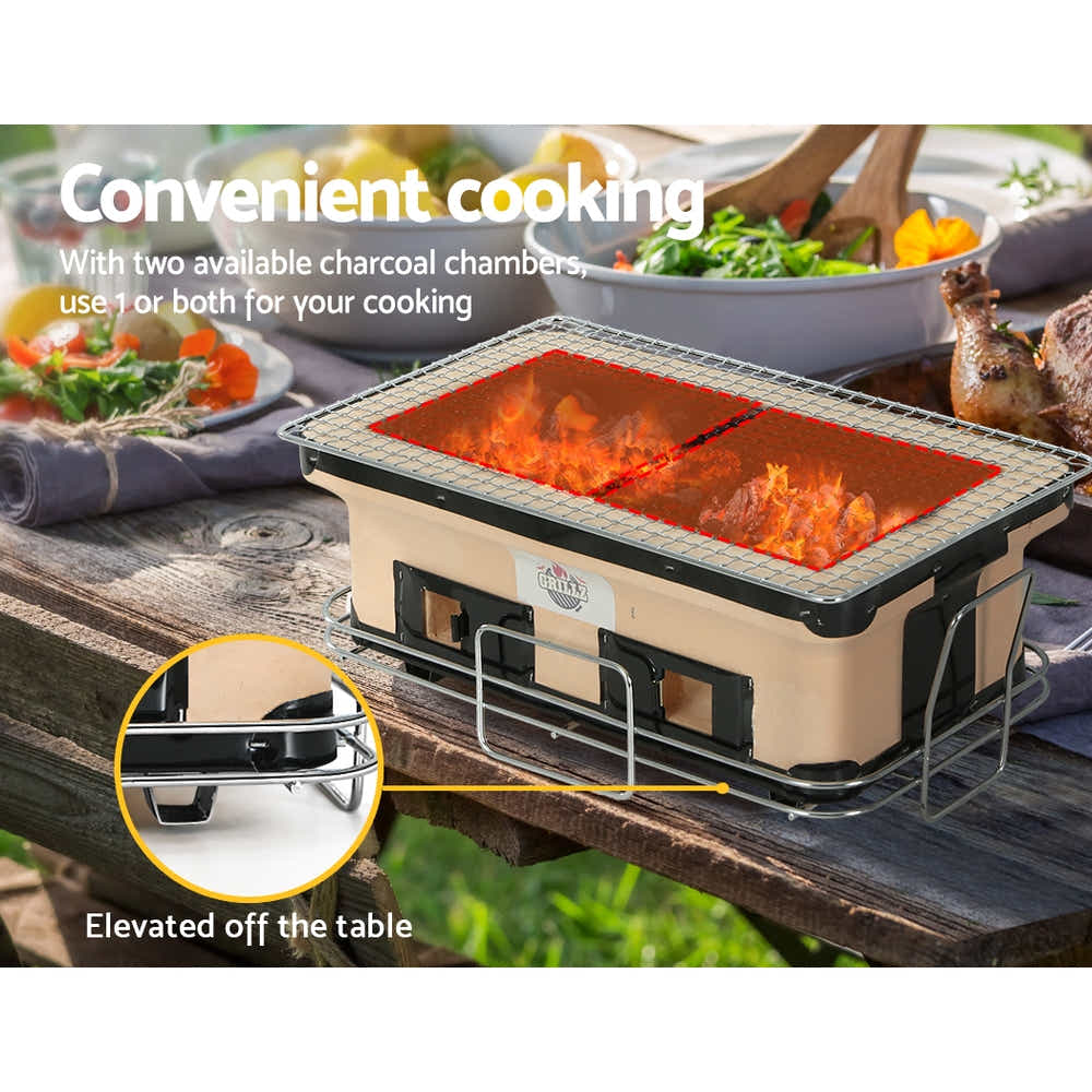 DS NA Ceramic BBQ Grill Smoker Hibachi Japanese Tabletop Charcoal Barbecue