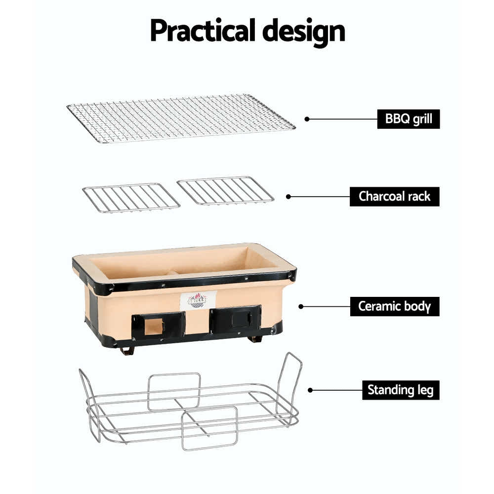 DS NA Ceramic BBQ Grill Smoker Hibachi Japanese Tabletop Charcoal Barbecue