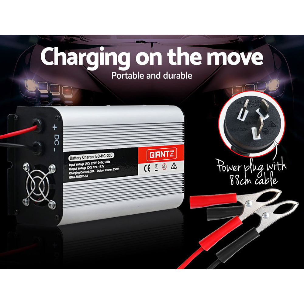 DS NA 12V Car Battery Charger Inverter 20 Amp ATV 4WD Boat Caravan Motorcycle