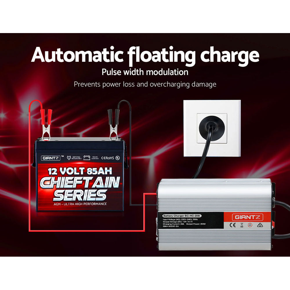 DS NA 12V Car Battery Charger Inverter 20 Amp ATV 4WD Boat Caravan Motorcycle