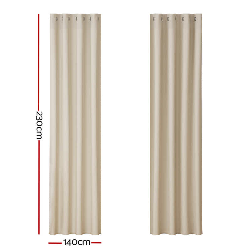 DS NA Artiss 2X Blockout Curtains Blackout Window Curtain Eyelet 140x230cm Beige