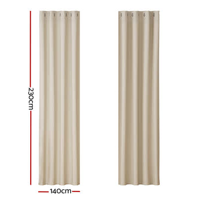 DS NA Artiss 2X Blockout Curtains Blackout Window Curtain Eyelet 140x230cm Beige