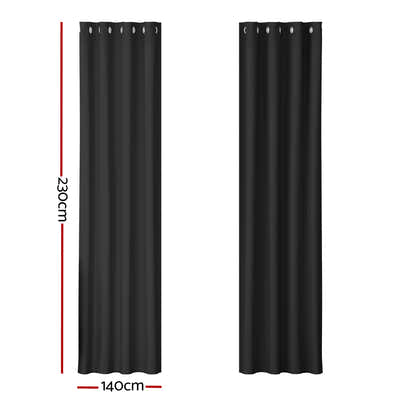 DS NA Artiss 2X Blockout Curtains Blackout Window Curtain Eyelet 140x230cm Black