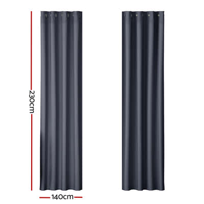 DS NA Artiss 2X Blockout Curtains  Window Curtain Eyelet 140x230cm Charcoal