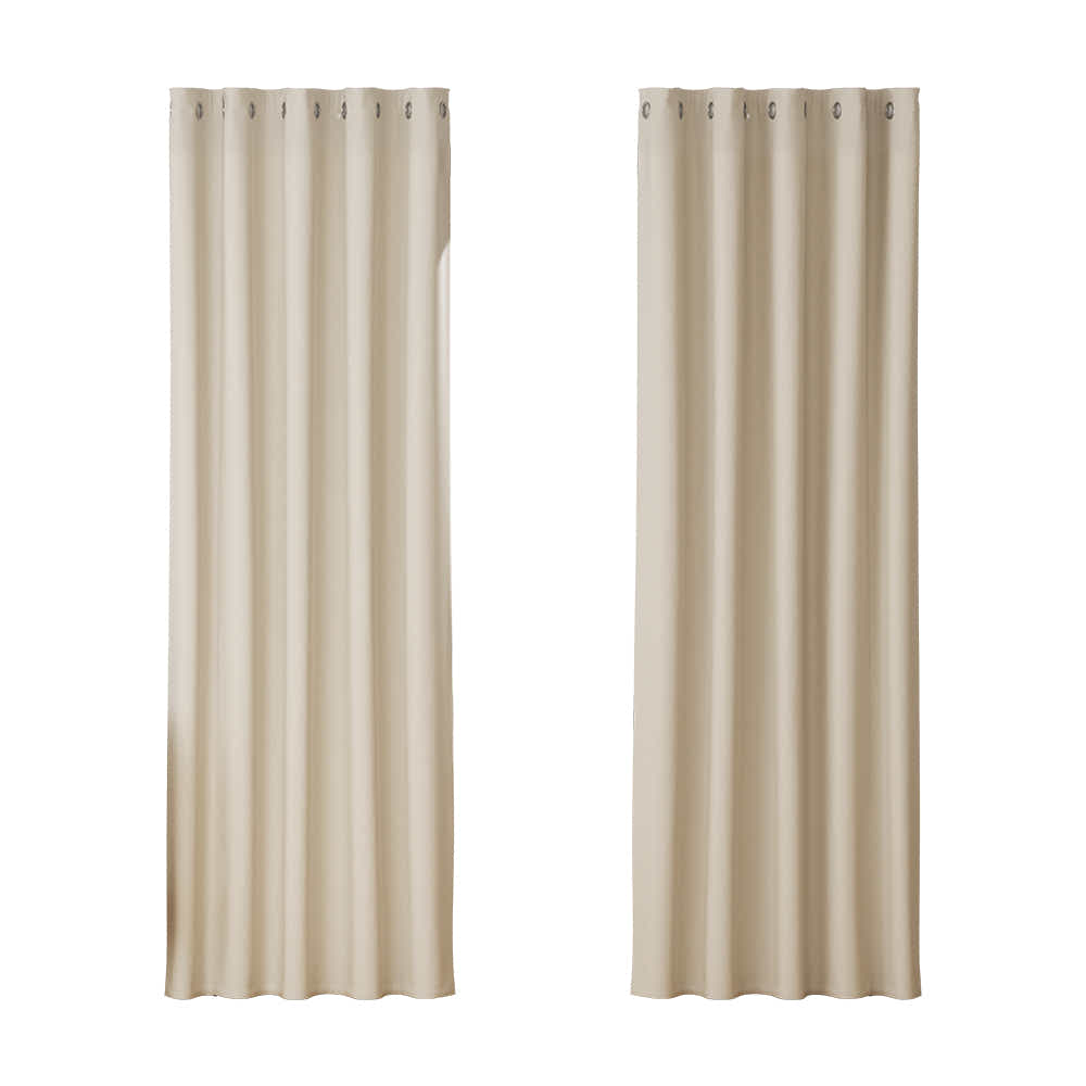 DS NA Artiss 2X Blockout Curtains Blackout Window Curtain Eyelet 180x213cm Beige