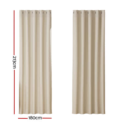 DS NA Artiss 2X Blockout Curtains Blackout Window Curtain Eyelet 180x213cm Beige