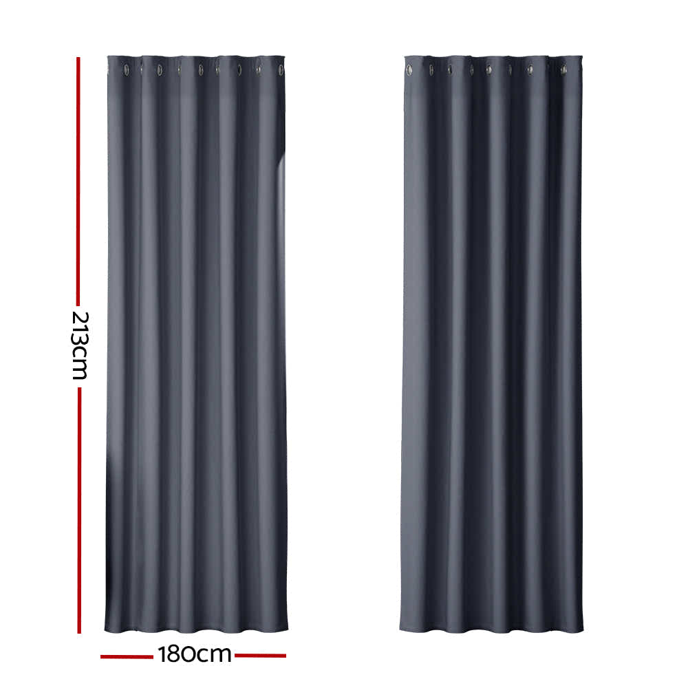 DS NA Artiss 2X Blockout Curtains  Window Curtain Eyelet 180x213cm Charcoal