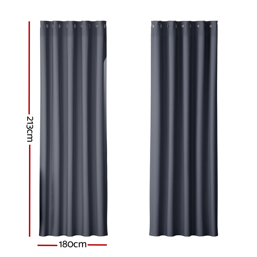 DS NA Artiss 2X Blockout Curtains  Window Curtain Eyelet 180x213cm Charcoal