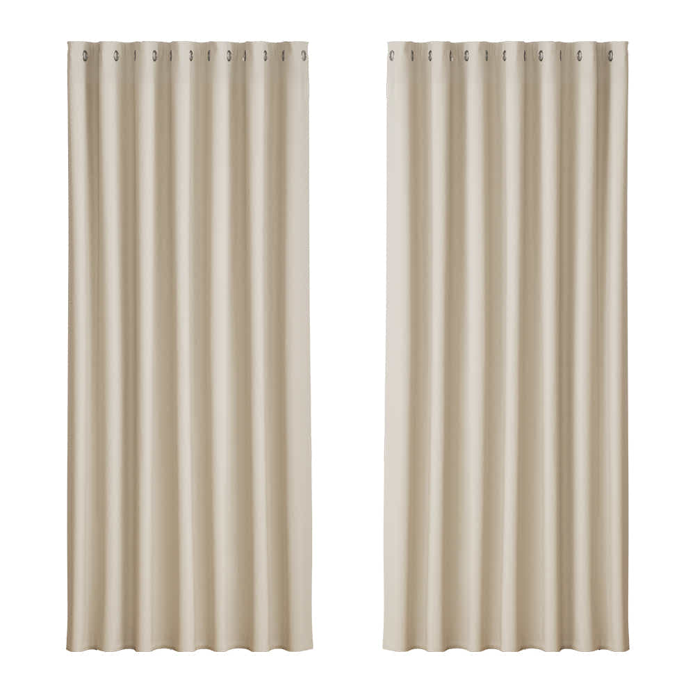 DS NA Artiss 2X Blockout Curtains Blackout Window Curtain Eyelet 240x230cm Beige