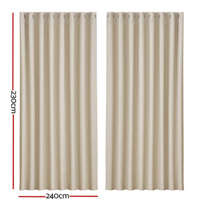 DS NA Artiss 2X Blockout Curtains Blackout Window Curtain Eyelet 240x230cm Beige