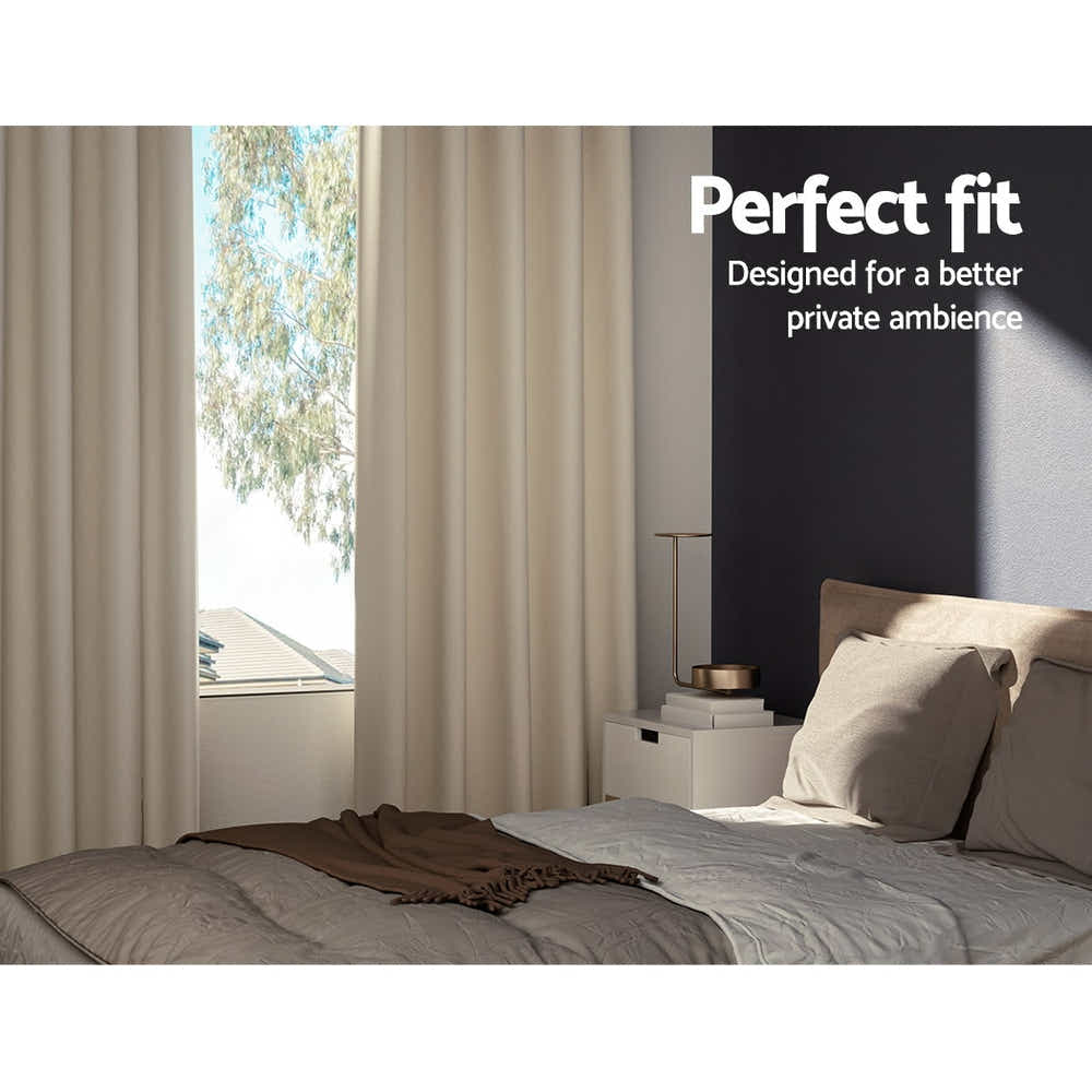 DS NA Artiss 2X Blockout Curtains Blackout Window Curtain Eyelet 240x230cm Beige