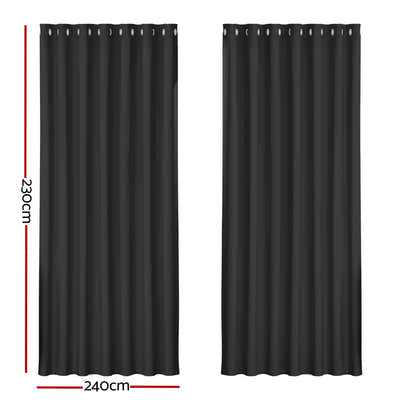 DS NA Artiss 2X Blockout Curtains Blackout Window Curtain Eyelet 240x230cm Black
