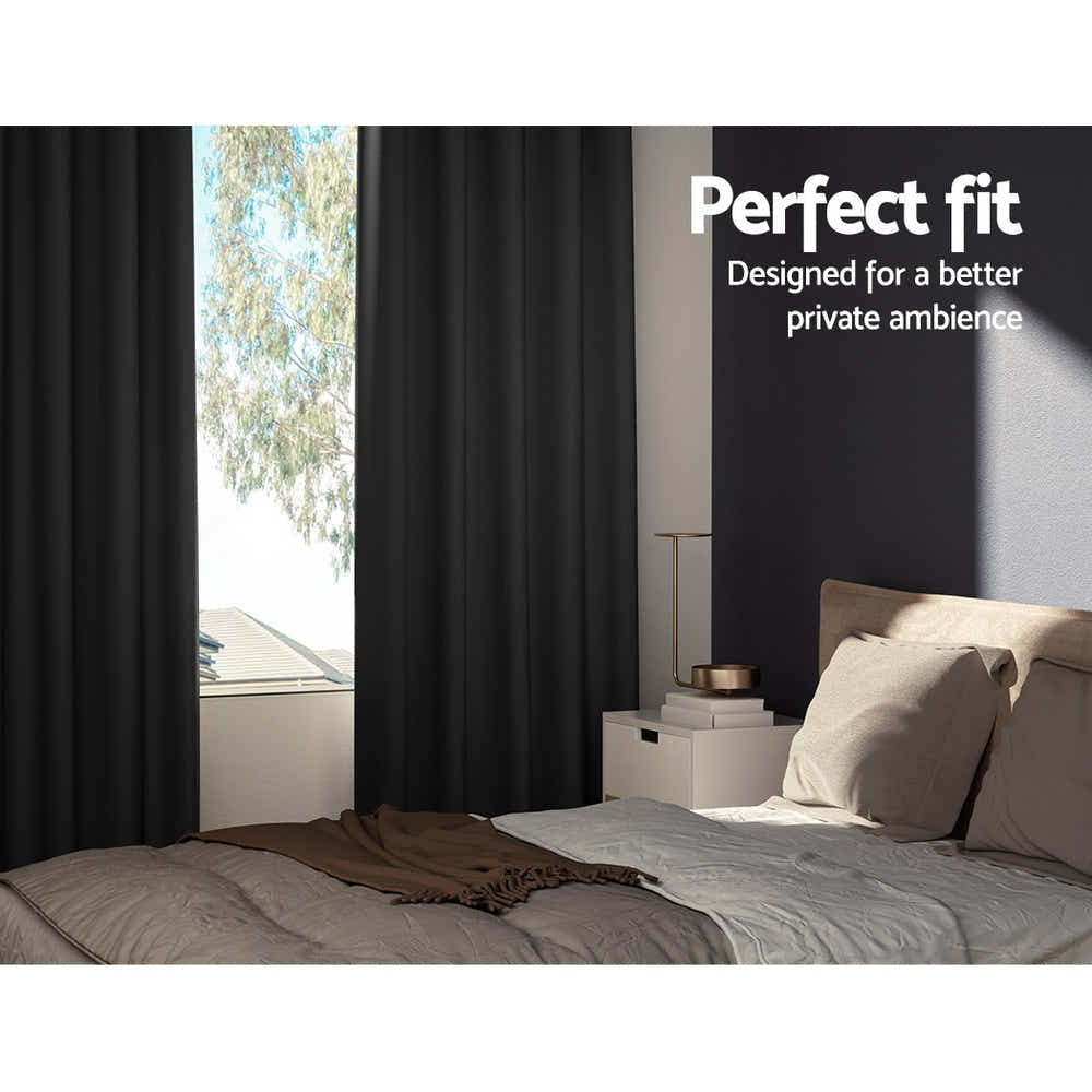 DS NA Artiss 2X Blockout Curtains Blackout Window Curtain Eyelet 240x230cm Black