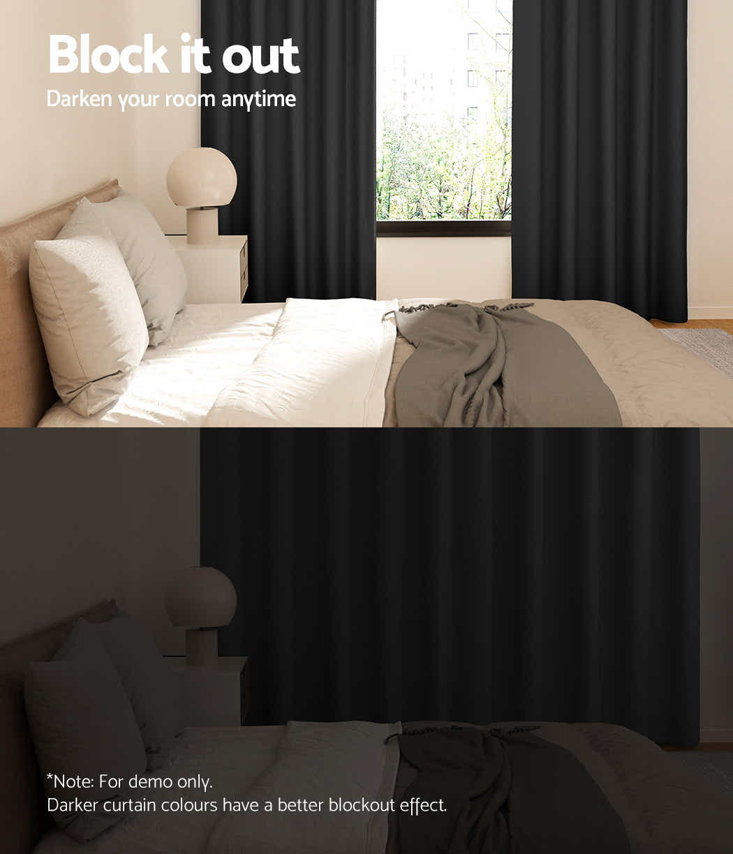 DS NA Artiss 2X Blockout Curtains Blackout Window Curtain Eyelet 240x230cm Black