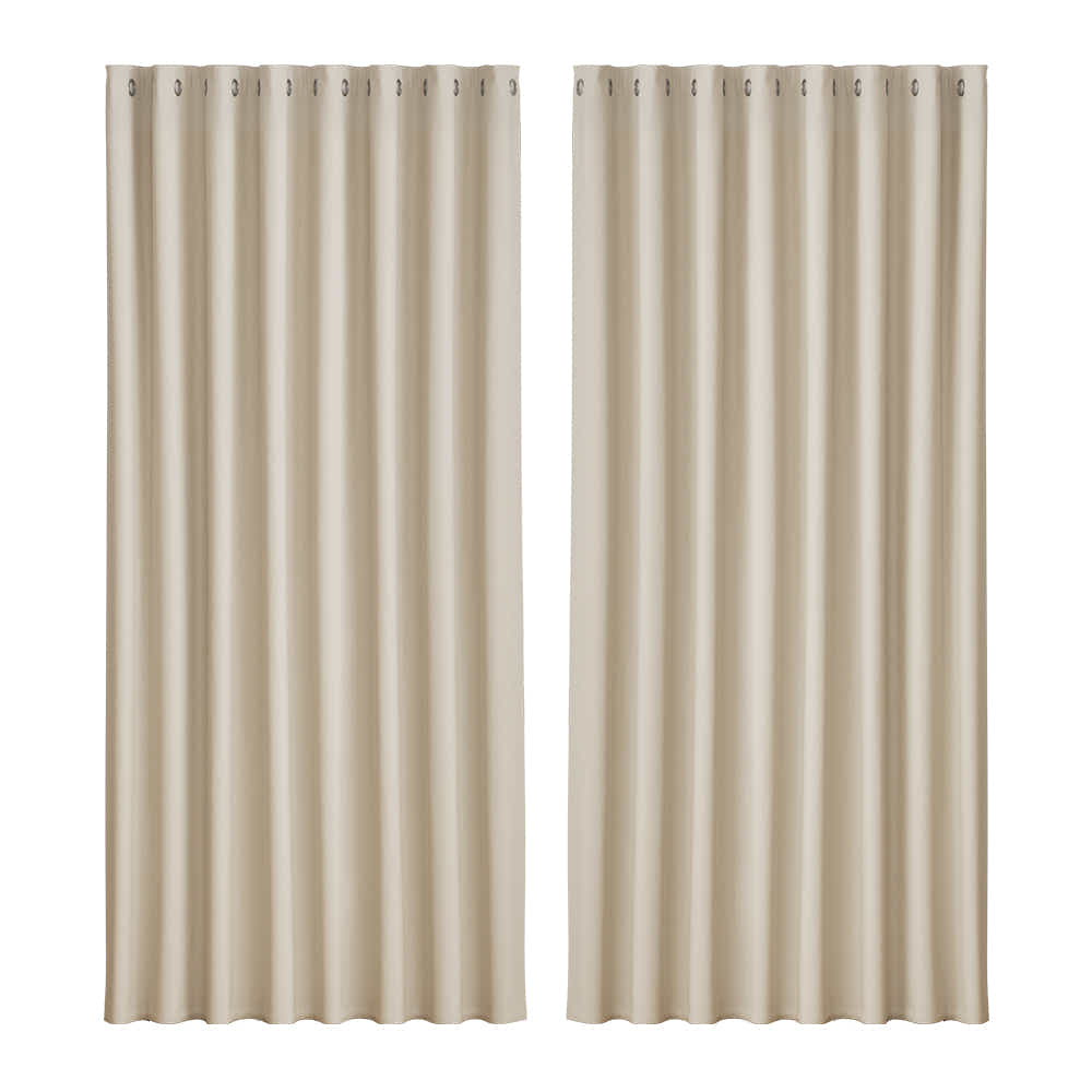 DS NA Artiss 2X Blockout Curtains Blackout Window Curtain Eyelet 300x230cm Beige