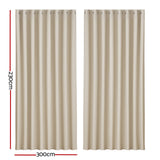 DS NA Artiss 2X Blockout Curtains Blackout Window Curtain Eyelet 300x230cm Beige