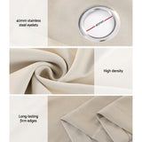 DS NA Artiss 2X Blockout Curtains Blackout Window Curtain Eyelet 300x230cm Beige