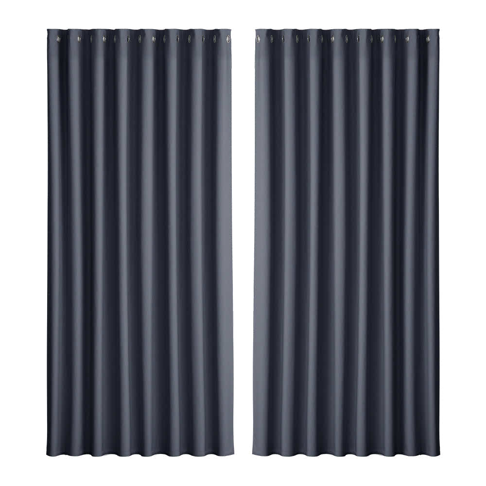 DS NA 2X Blockout Curtains Blackout Window Curtain Eyelet 300x230cm Charcoal