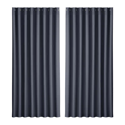 DS NA 2X Blockout Curtains Blackout Window Curtain Eyelet 300x230cm Charcoal