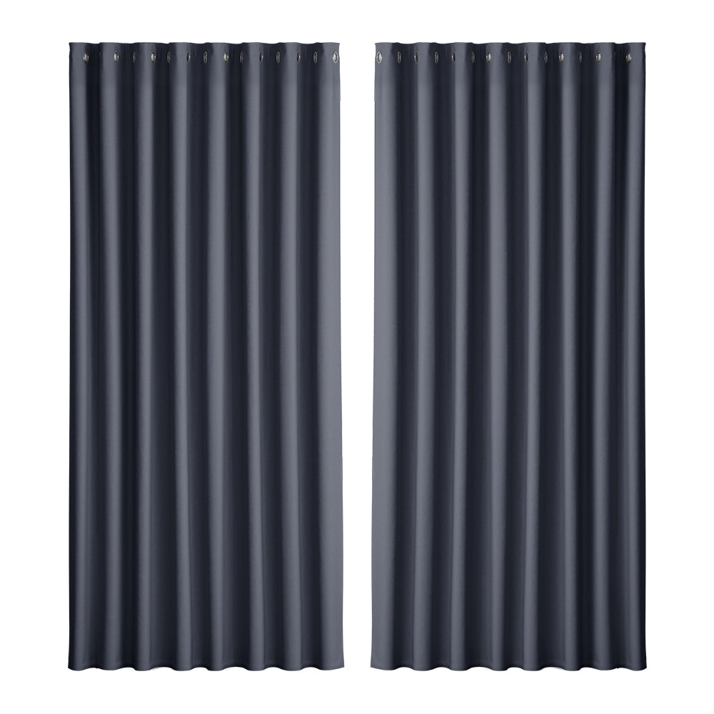 DS NA 2X Blockout Curtains Blackout Window Curtain Eyelet 300x230cm Charcoal
